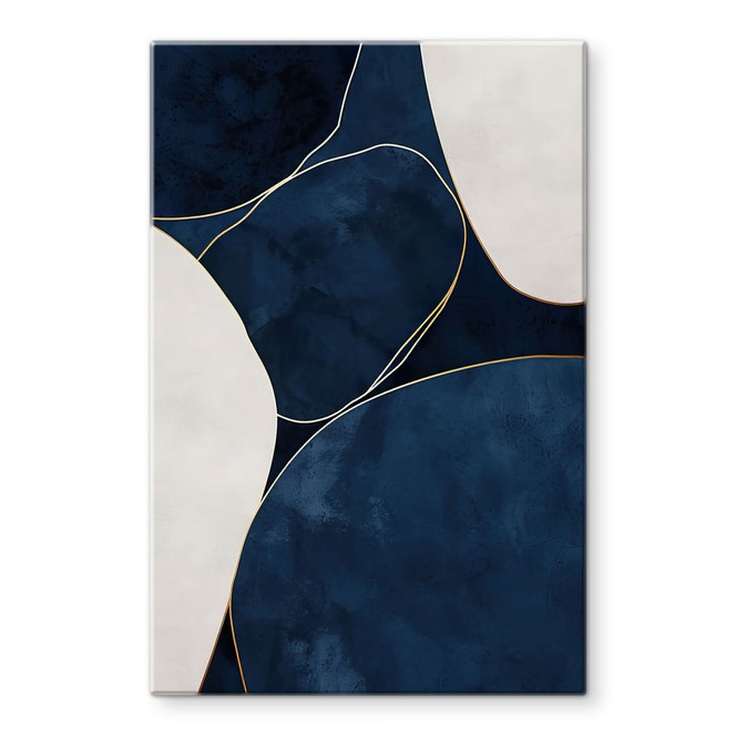 Glasbild Geometrische Balance in Blau und Weiss - Paksoylu
