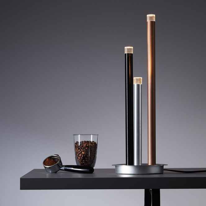 Tischleuchte Eddy, braun, 47 x 17.5 cm, Metall Tischlampe