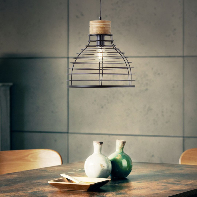 Pendelleuchte Annelie, braun, 135 x 35 cm, Holz Pendellampe