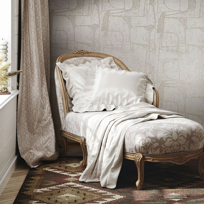 Vliestapete in Beige Glänzend Geometrische Formen Grafisch Modern