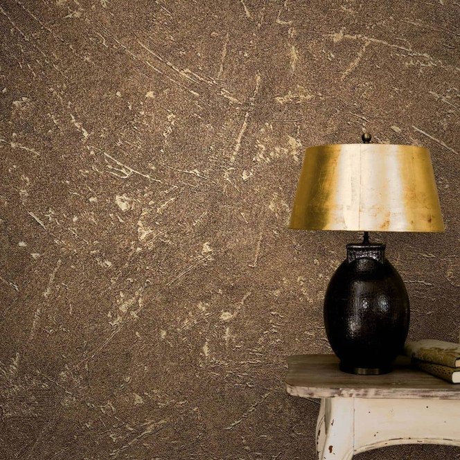 Vliestapete in Wischtechnik-look gold Struktur