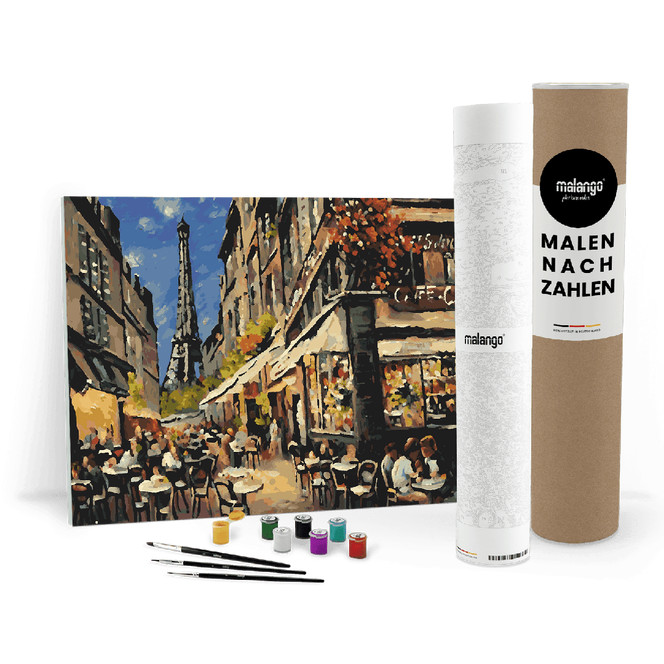 Malen nach Zahlen Leinwandbild - Café am Eifelturm No. 4