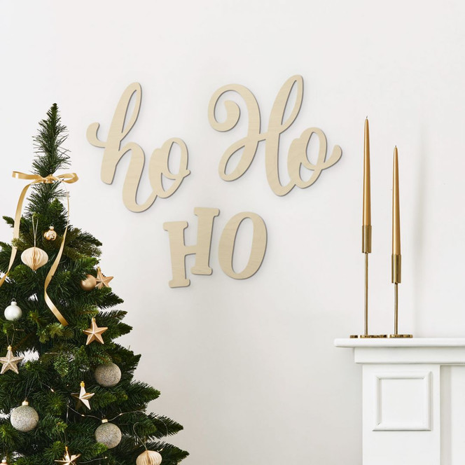 3D Holz Schriftzug Weihnachten - Ho Ho Ho - Pappel
