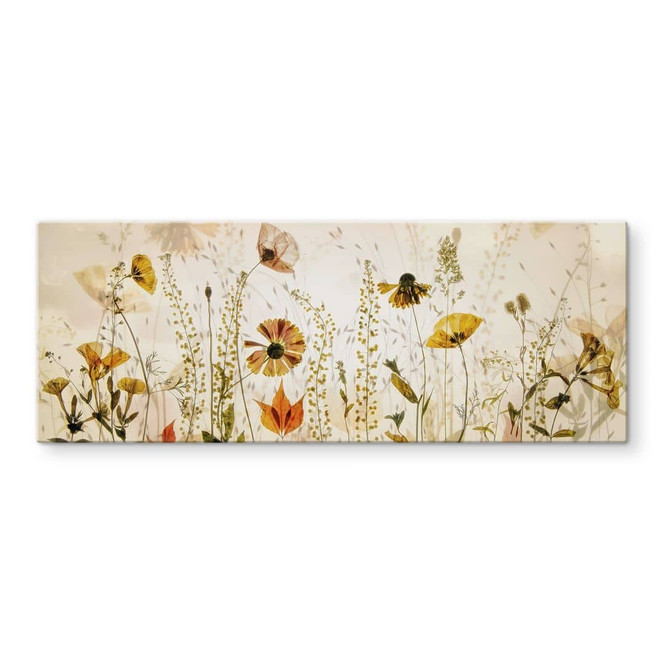 Glasbild Wilde Wiesenblumen im Sonnenlicht - Talen - Panorama