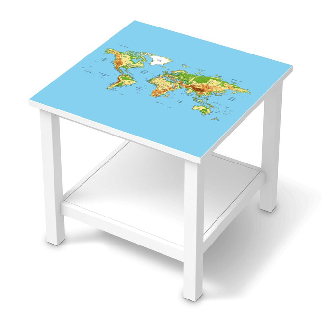 Möbel Klebefolie IKEA Hemnes Tisch 55x55cm - Geografische Weltkarte- Bild 1