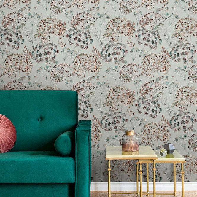 Vliestapete Blumen, Blätter Floral Natur matt in Grau