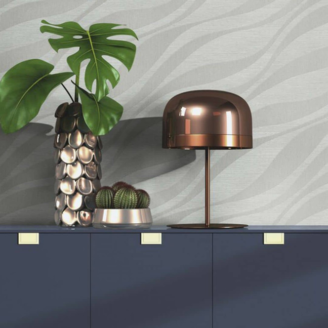 Wellentapete, Vliestapete Sky Lounge silbergrau