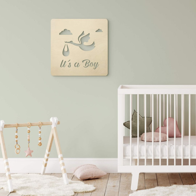 Holz-Deko Baby - It's a Boy - Pappel