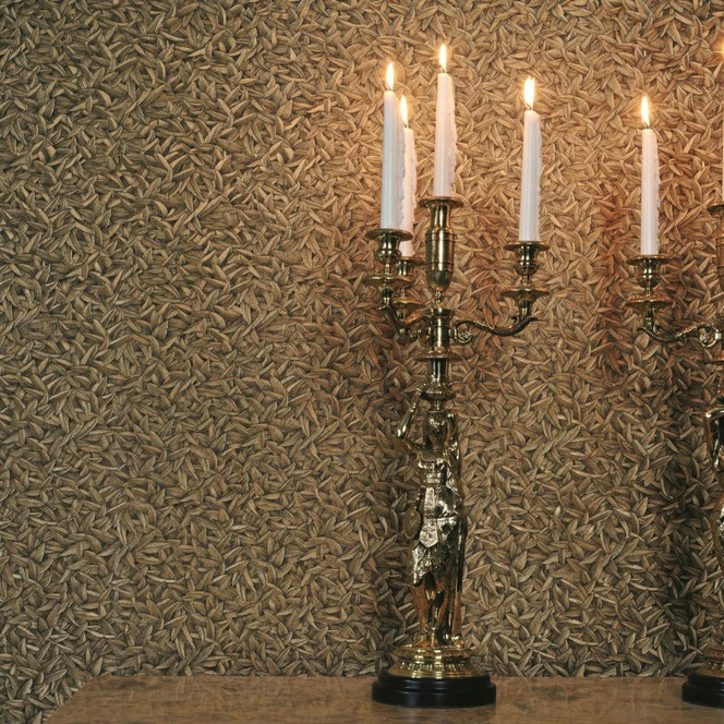 Vliestapete 3D-Optik, Blattmotiv Floral Klassisch in Gold 