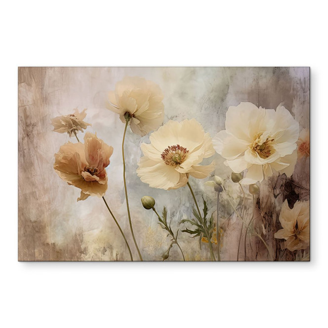 Wandbild Blumenpracht in warmen Pastelltönen - Paksoylu - Alu-Dibond