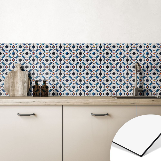 Küchenrückwand Geometrisches Muster mit Blumen - Treechild