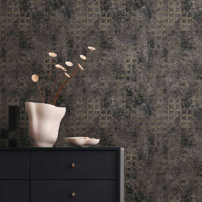 Livingwalls Vliestapete New Walls Urban Grace geometrische Tapete metallic, schwarz