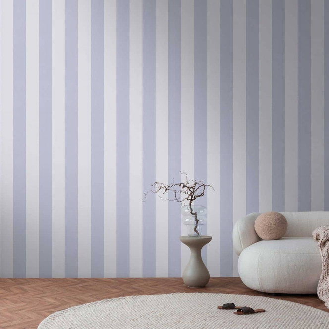 Streifentapete Blau Hellgrau – Vliestapete mit Textilstruktur modern & maritim