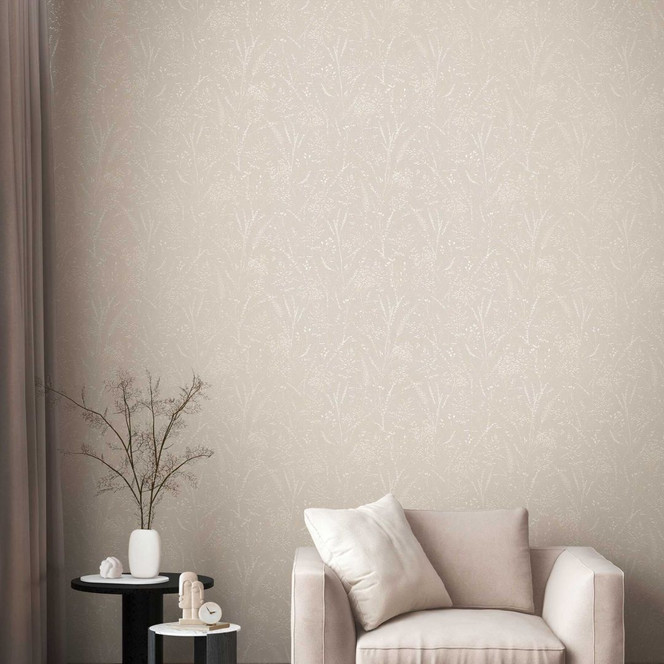 Florale Vliestapete mit Prägung Beige – Struktur-Tapete mit Blütenmuster