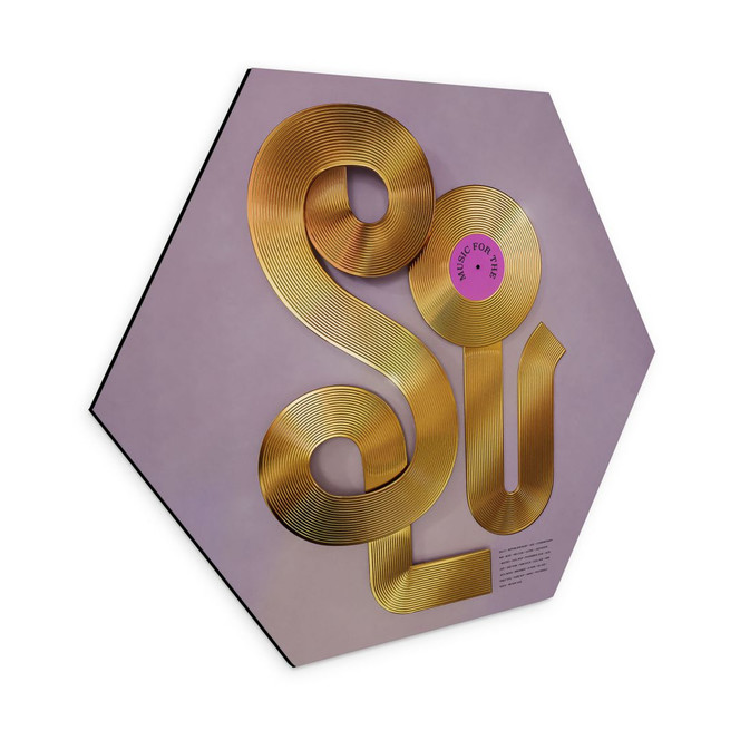 Hexagon Wandbild Soul trifft auf Vinyl - Musik für die Seele - Harrison - Alu-Dibond
