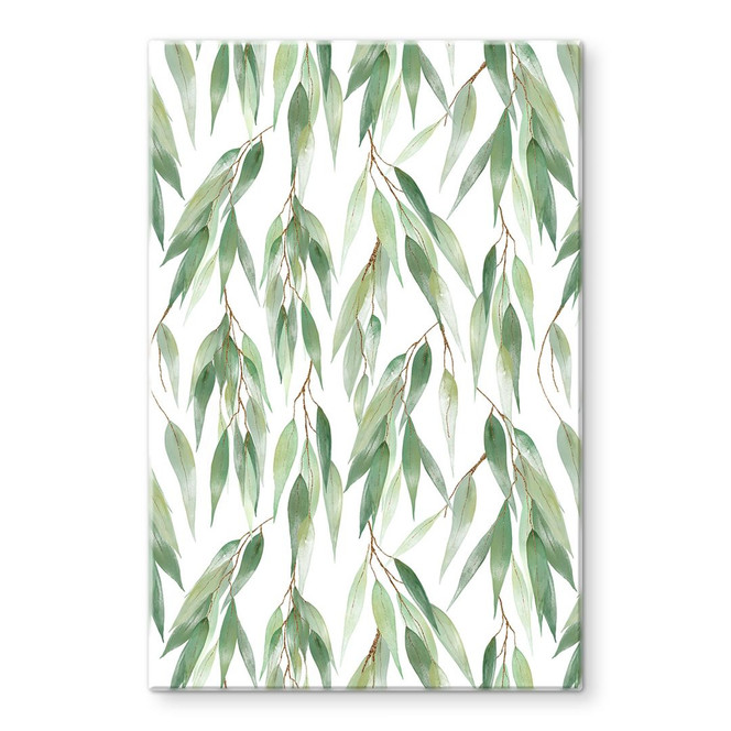 Glasbild Zweige mit grünen Blättern - UN Designs