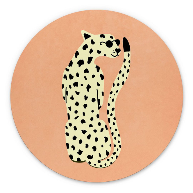 Wandbild Eleganter Gepard mit Sonnenbrille - Oltmanns - Alu-Dibond Rund