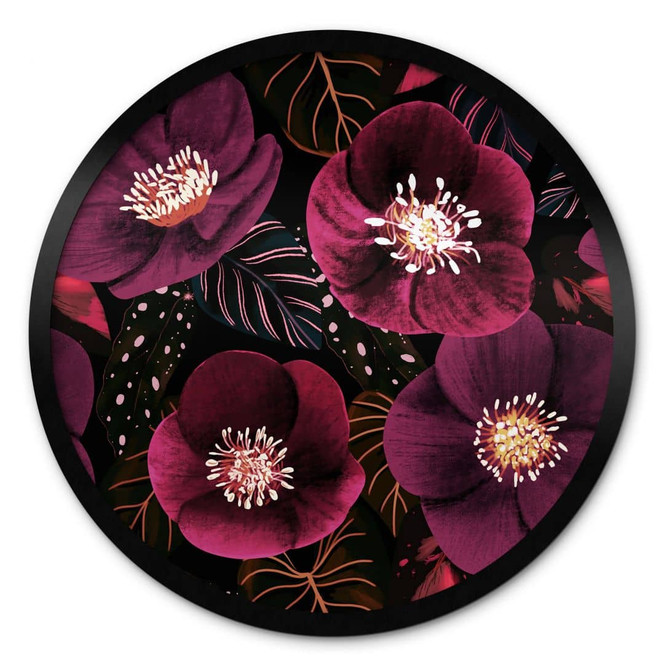 Blumen Poster Florale Blütenpracht in Purpurtönen - Anis Illustration - Rund