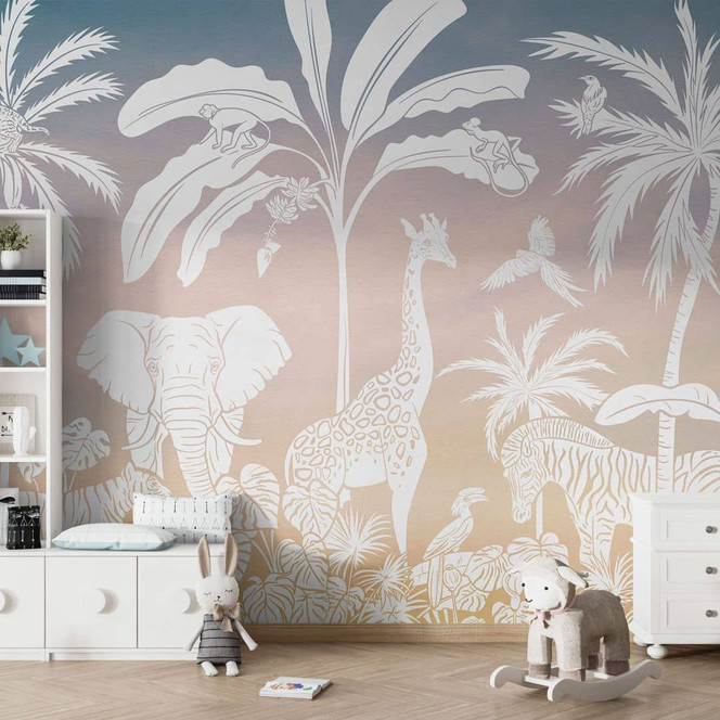 Fototapete Dschungelparadies mit Wildtieren - Ombre - Kikki Belle