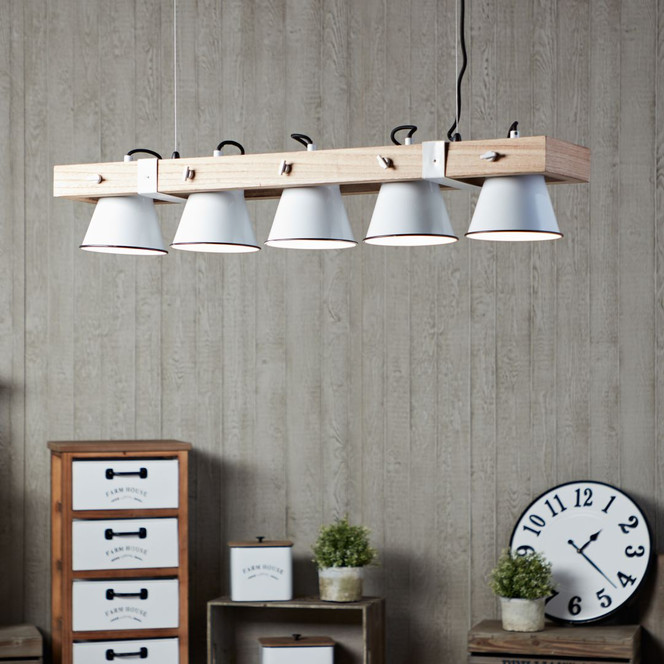 Pendelleuchte Maria, beige, 115 x 95 cm, Holz Pendelleuchte