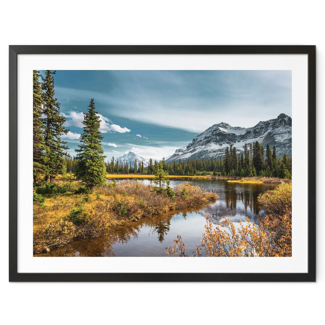 Poster Berg-Idylle am zauberhaften Kiefernwald