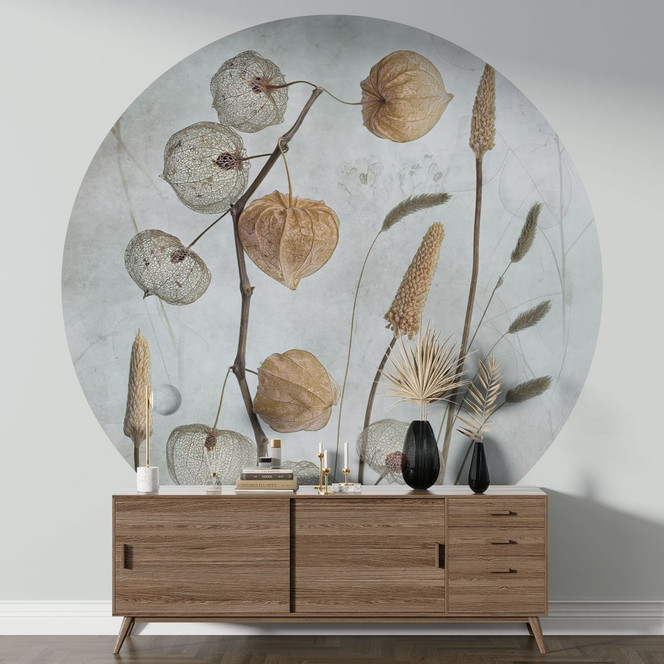 Fototapete Getrocknete Lampionblumen - Disher - Rund - Selbstklebend/Vlies
