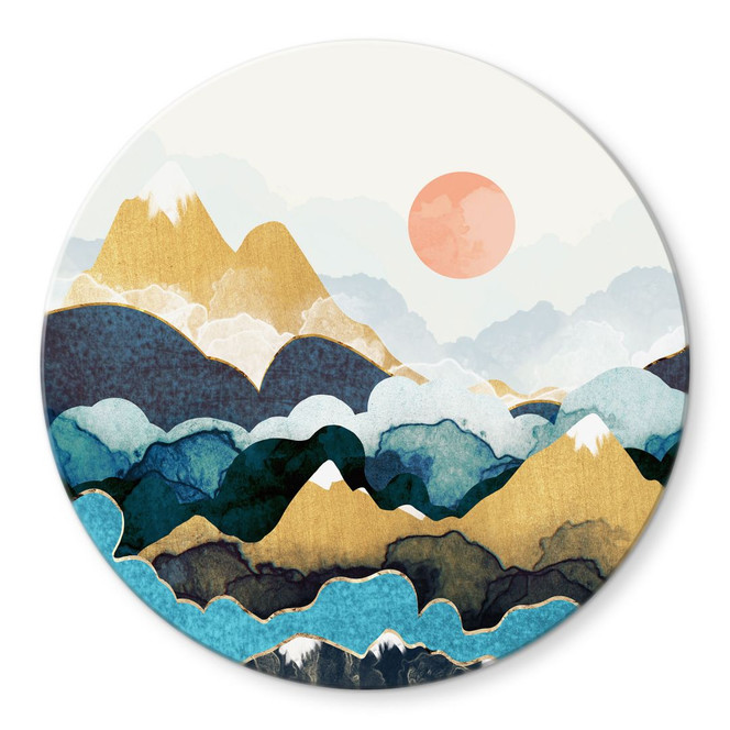 Glasbild Berggipfel über den Wolken - SpaceFrog Designs - Rund