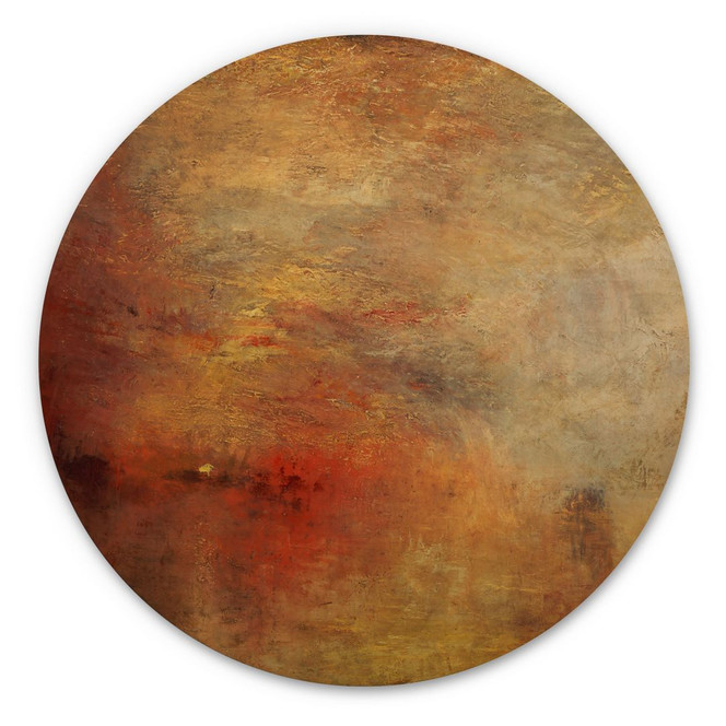 Holzbild Turner - Sonnenuntergang über einem See - Rund