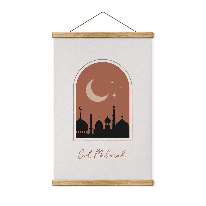 Stoffbild Eid Mubarak bei Nacht
