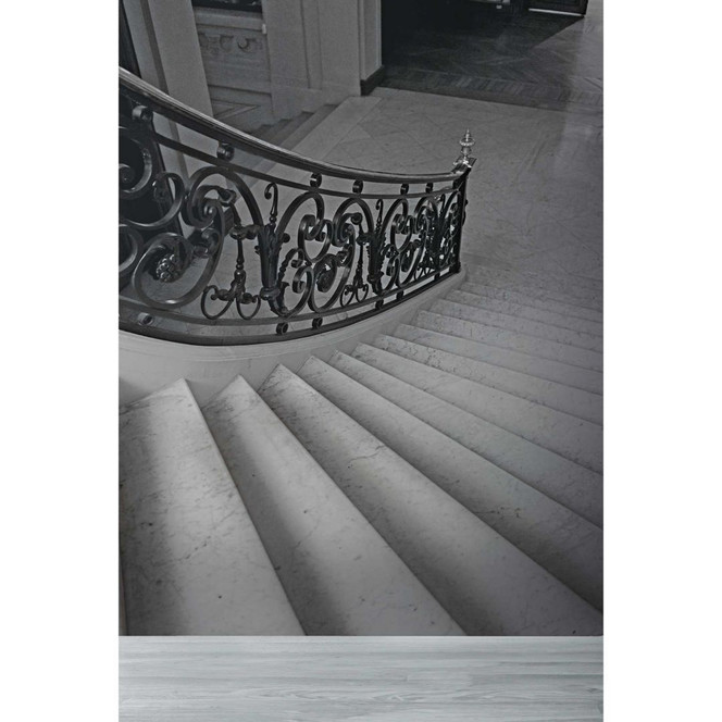 Fototapete Treppenhaus Schwarz Weiss – Vliestapete mit Geländer – Architektur modern