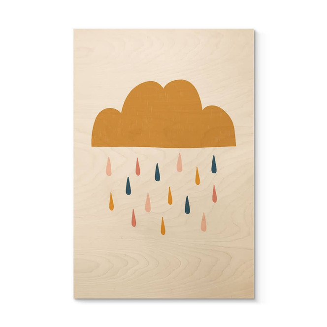 Holzbild Fröhlicher Regen in Pastelltönen - Lisboa