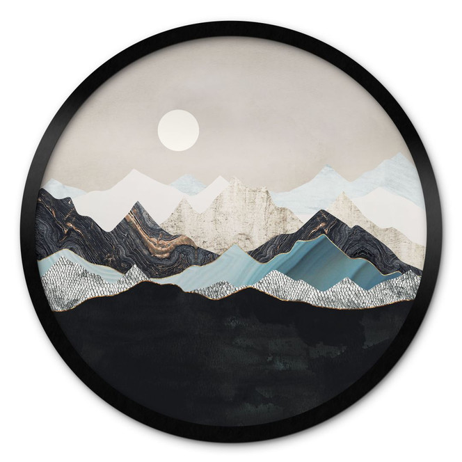 Poster Ruhige Berglandschaft in der Dämmerung - SpaceFrog Designs - Rund