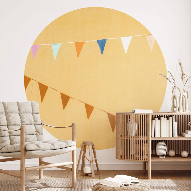 Fototapete Mexikanische Flaggen Rund - Zwart - Selbstklebend/Vlies