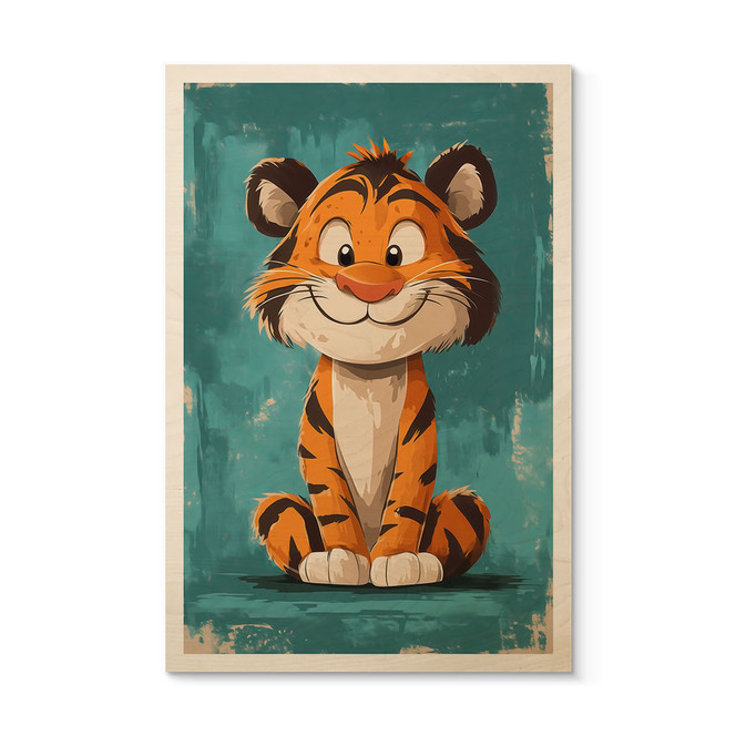 Holzbild Fröhliches Tigerbaby - Magnusson