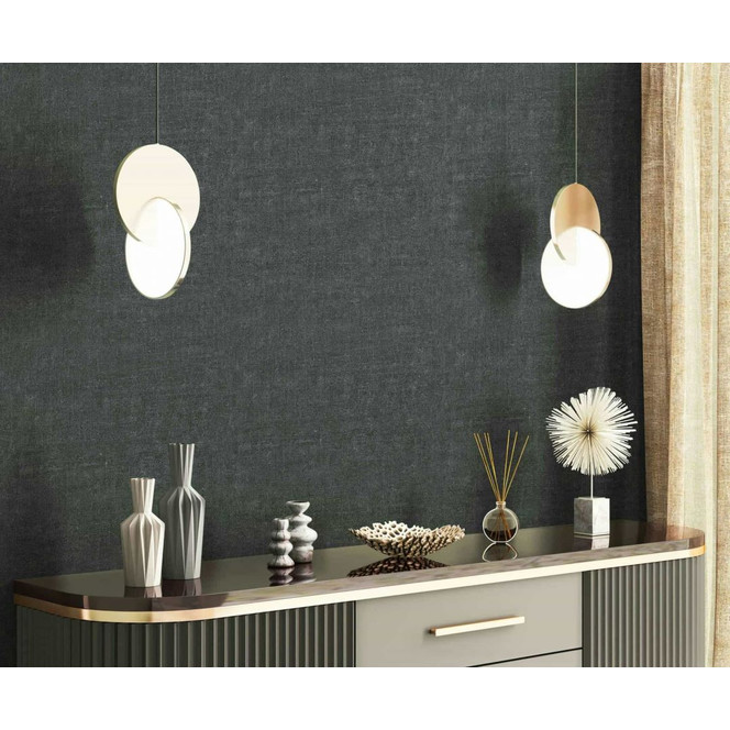 Vliestapete in moderner Struktur einfarbig anthrazit Uni