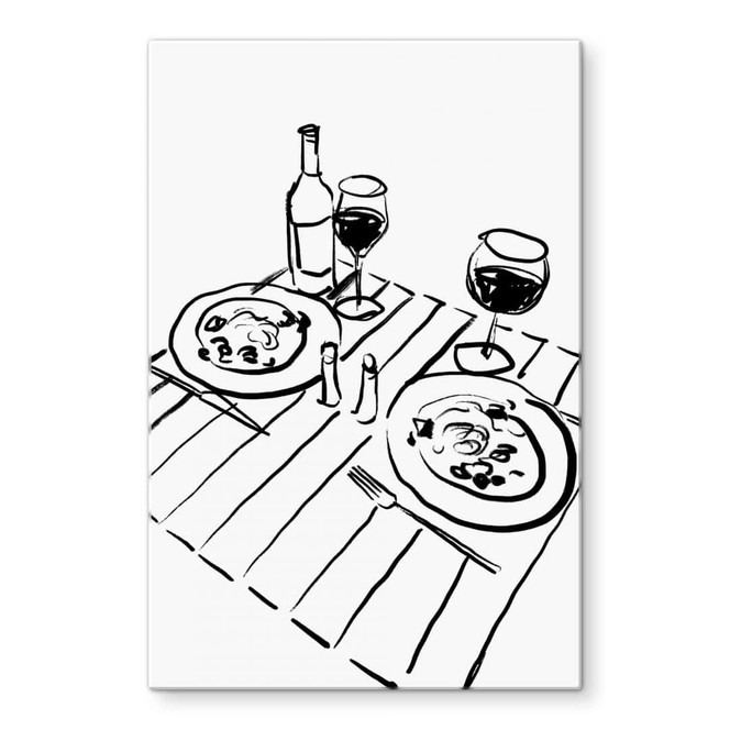Glasbild Stillleben-Dinner mit Wein - Treechild