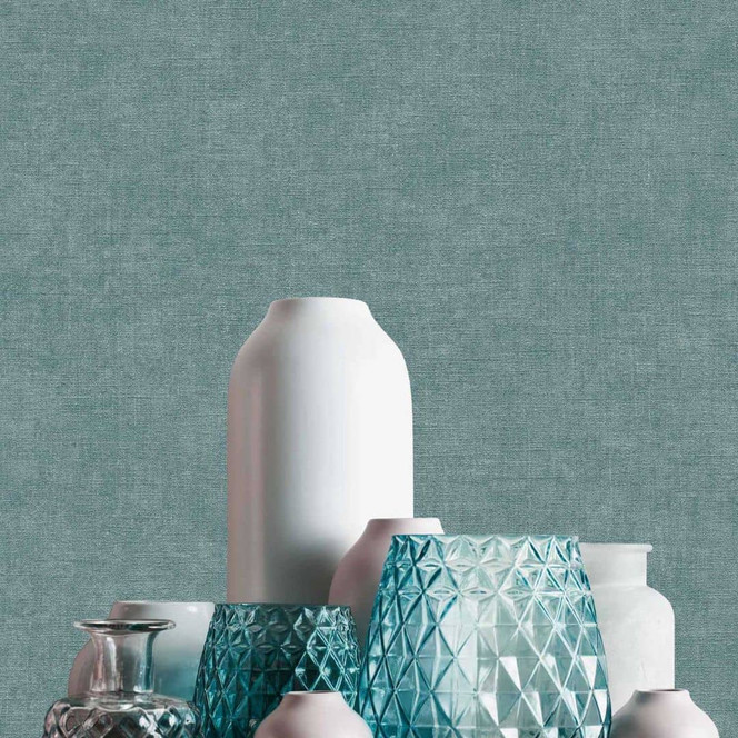 Leinenstruktur-Tapete in kühlem Blau - Vliestapete für modernes Ambiente