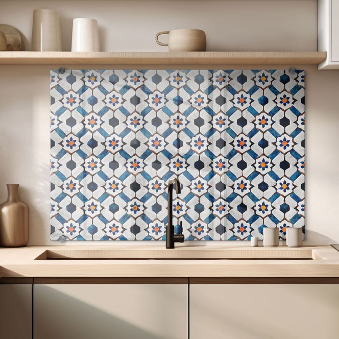 Spritzschutz Geometrisches Muster mit Blumen - Treechild