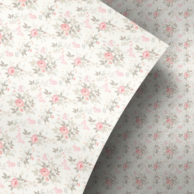Möbelfolie, Dekofolie - abwischbar - Rosen und Schmetterlinge