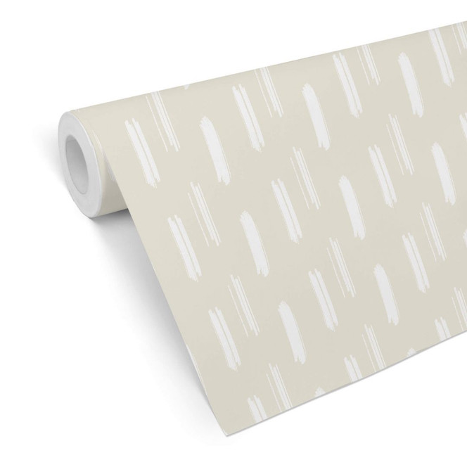 Mustertapete - Pinselstriche beige