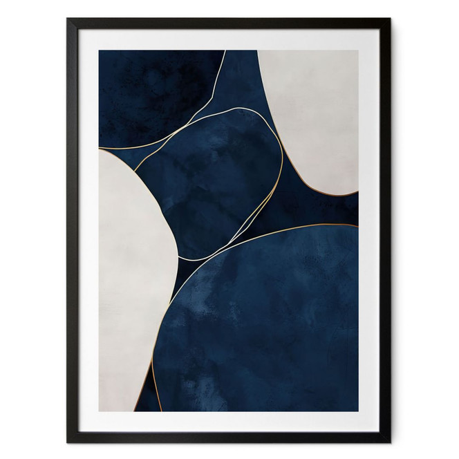 Poster Geometrische Balance in Blau und Weiss - Paksoylu