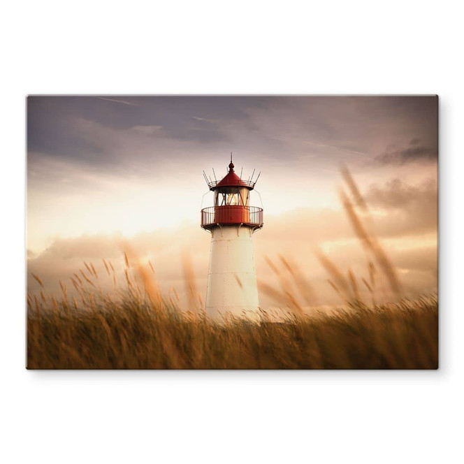 Glasbild Leuchtturm an der Küste von Sylt - Eisenmann