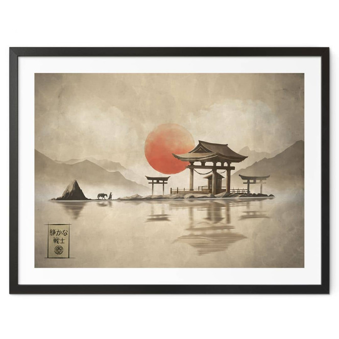 Poster Japanischer Tempel im Sonnenaufgang - Roze