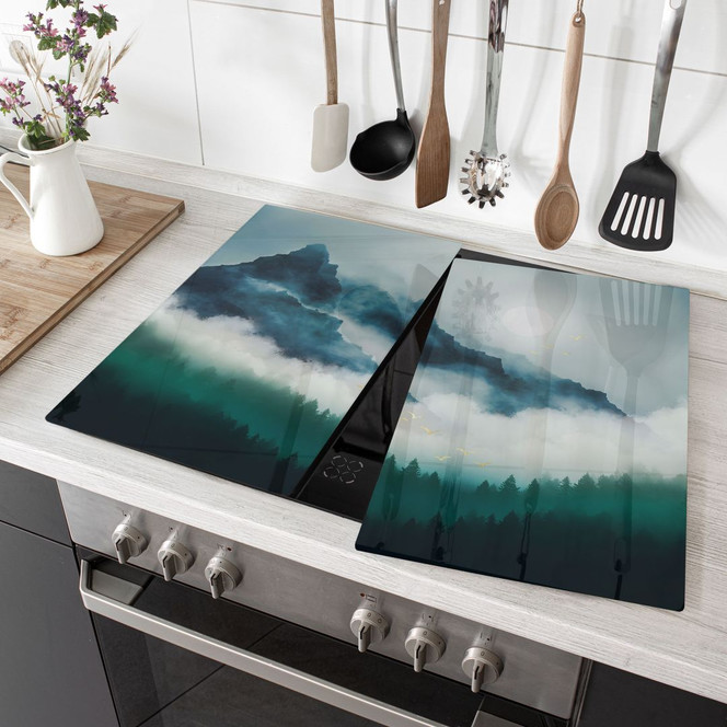 Herdabdeckplatte Neblige Landschaft in der Nacht - SpaceFrog Designs