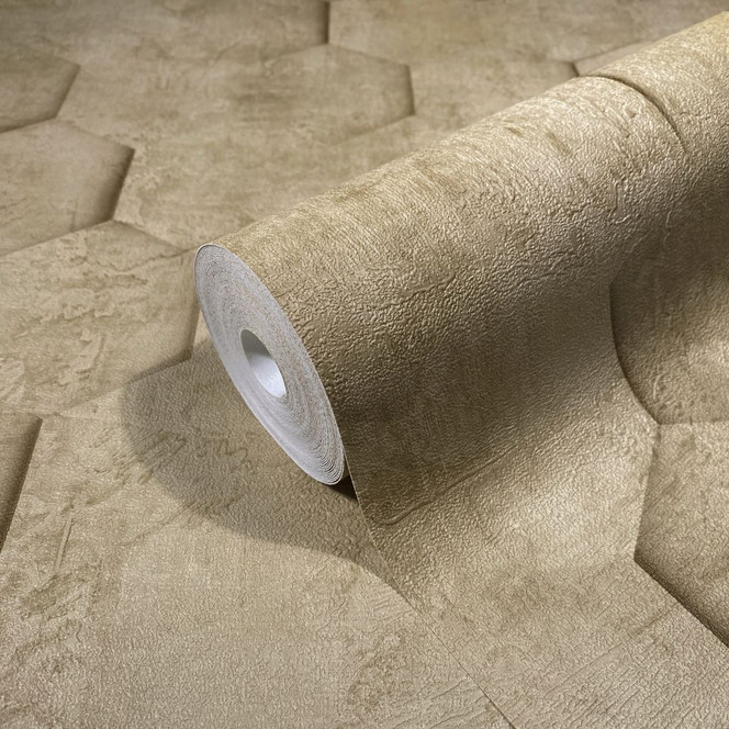 Vliestapete mit 3D-Optik im Wabenmuster braun Grafisch