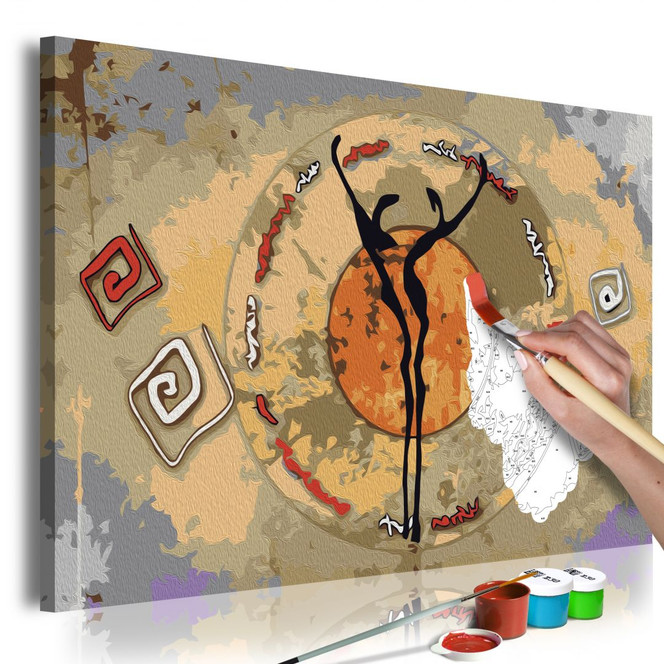 Malen nach Zahlen Leinwandbild - Afrikanischer Tanz - 50 x 40 cm - mit Keilrahmen - bespannt