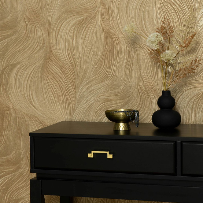 Guido Maria Kretschmer Grafiktapete Waves of Light Fashion for Walls 5 gold