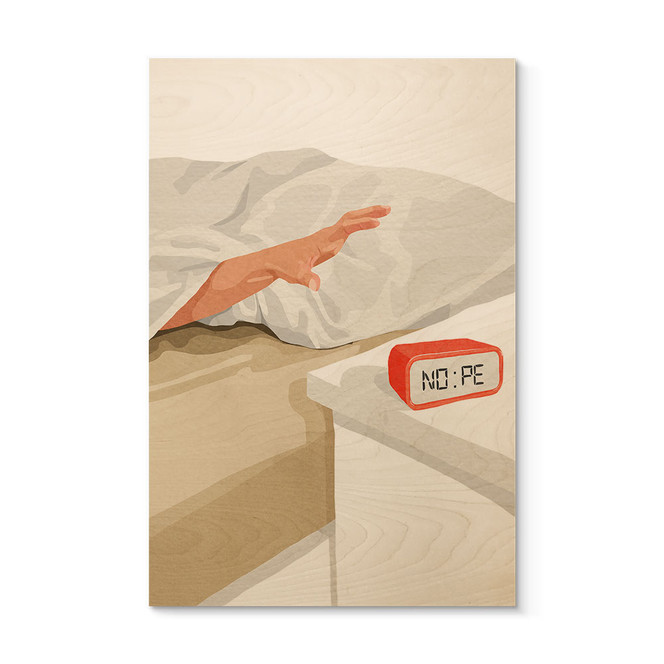 Holzbild Nope - Weckeranzeige am Morgen - Dekel