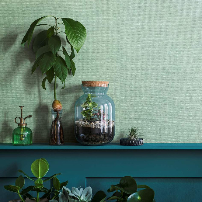 Vliestapete mit gepunkteter Struktur grün Uni