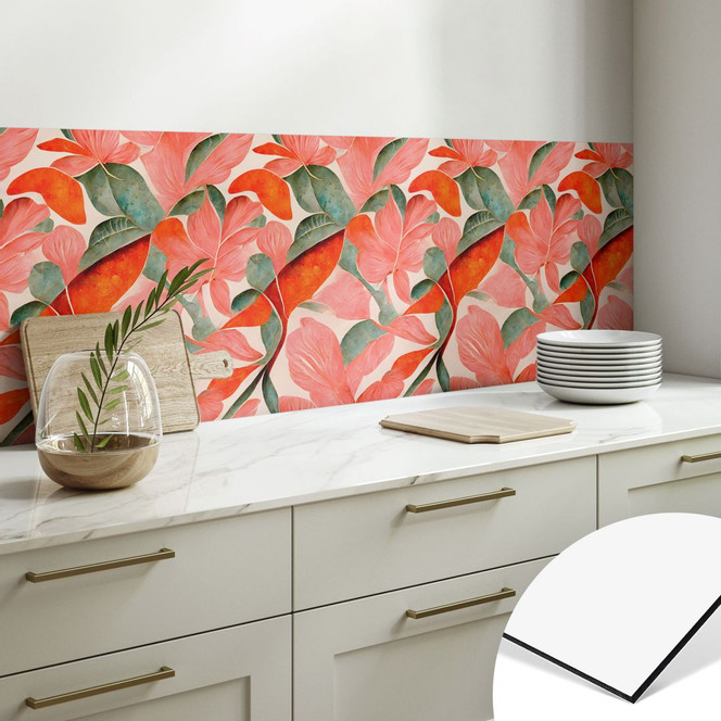 Küchenrückwand Korallenrote Blüten - Treechild